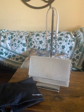 TREASURE & BOND Metallic Silver Chain Shoulder Bag or Clutch